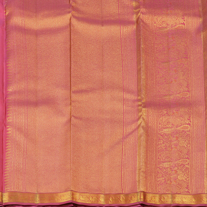 Hayagrivas Chocolate Brown Handloom Kanjivaram Silk Saree with Pink Border KBE282E23-4