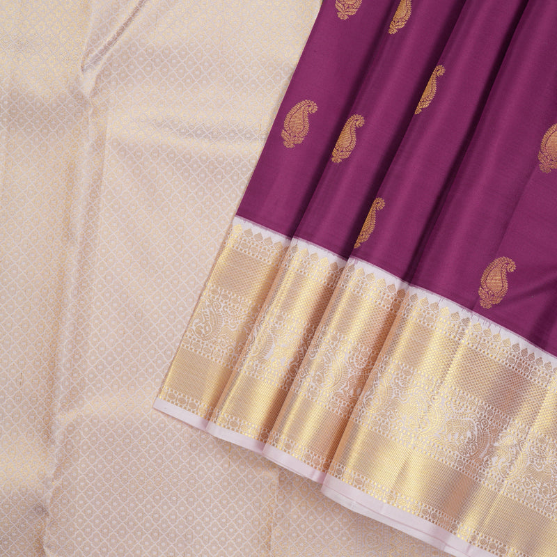 Hayagrivas Purple Handloom Kanjivaram Silk Saree with Light Baby Pink Border KBE282E24-1