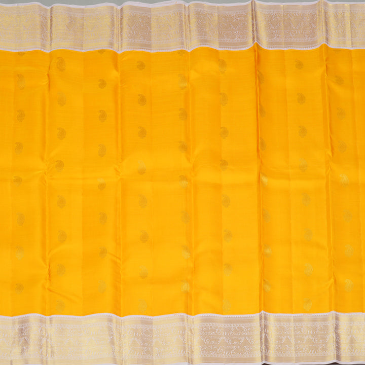 Hayagrivas Yellow Handloom Kanjivaram Silk Saree with Baby Pink Border KBE282E24-3