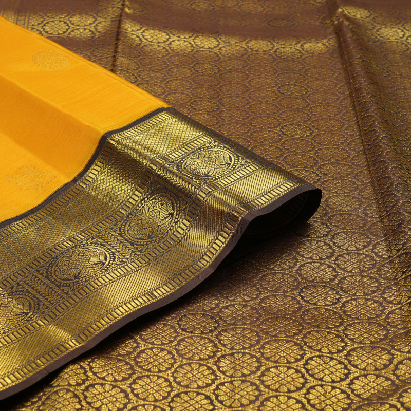 Hayagrivas Handloom Pure Kanjivaram Silk Saree in Gorgeous Mustard Yellow KBE282E25-2