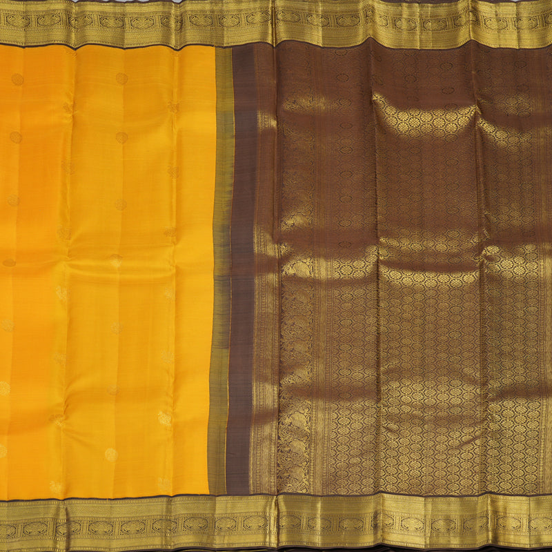 Hayagrivas Handloom Pure Kanjivaram Silk Saree in Gorgeous Mustard Yellow KBE282E25-2