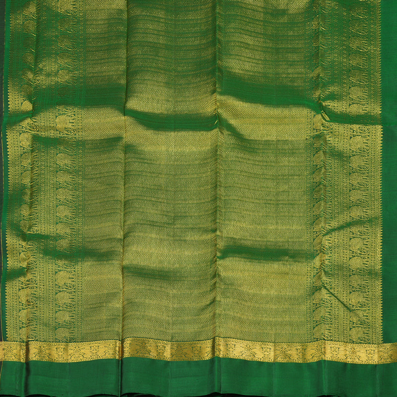 Hayagrivas Handloom Kanjivaram silk saree in Dark brown with Dark green KBE282E3-1