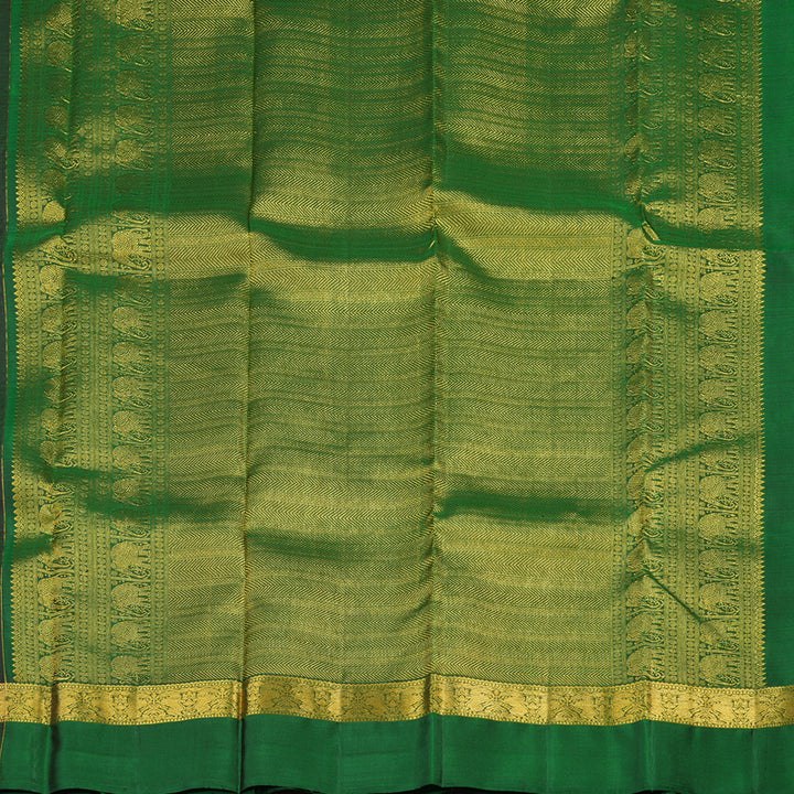 Hayagrivas Handloom Kanjivaram silk saree in Dark brown with Dark green KBE282E3-1