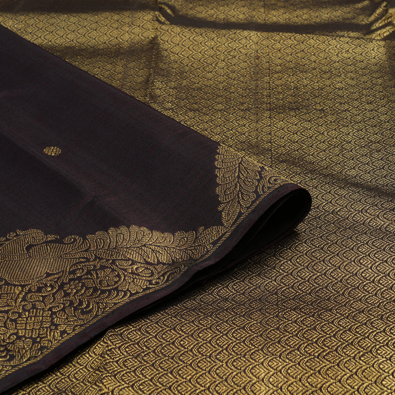 Hayagrivas Dark Brown Handloom Kanjivaram Silk Saree KBE282E8-1