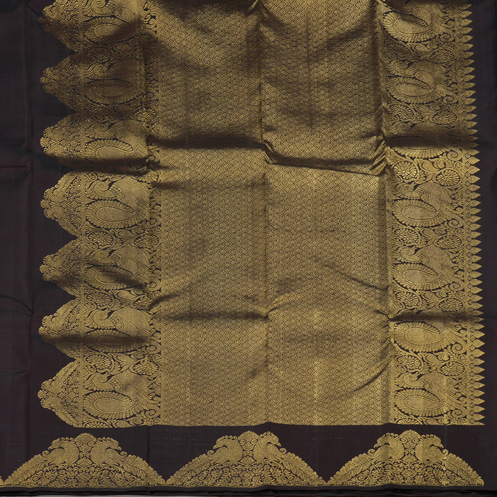 Hayagrivas Dark Brown Handloom Kanjivaram Silk Saree KBE282E8-1