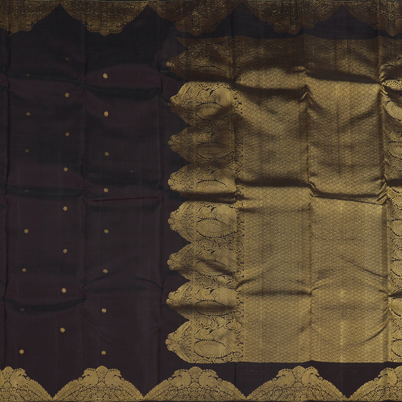 Hayagrivas Dark Brown Handloom Kanjivaram Silk Saree KBE282E8-1