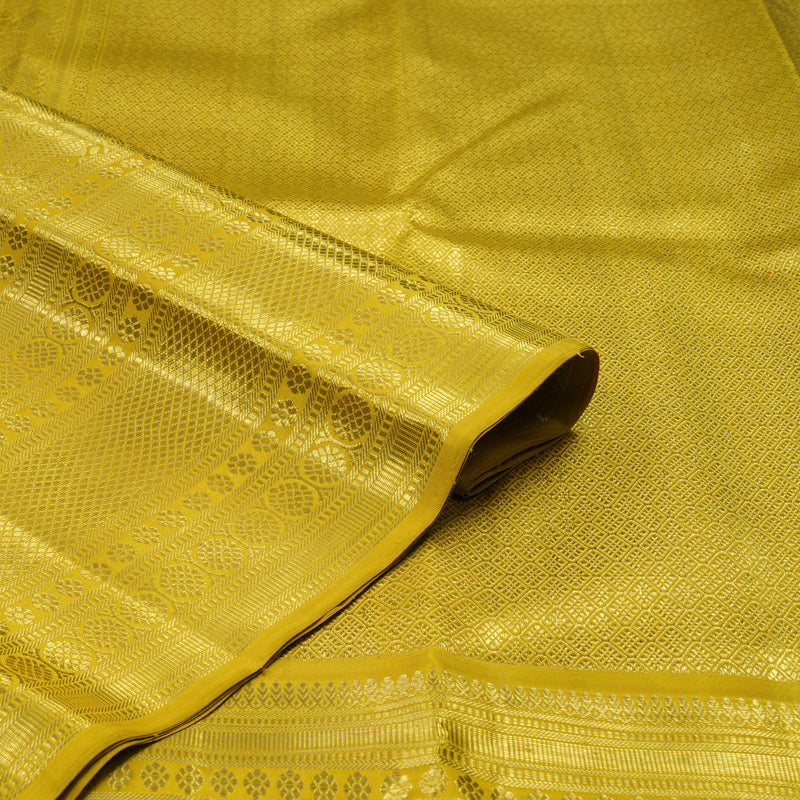Hayagrivas Handloom Magenta Kanjivaram Silk Saree with Sampanga Yellow Border KBE286E1-1