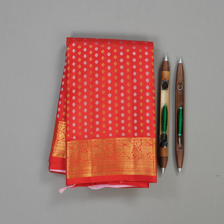 Hayagrivas Handloom Pure Kanjivaram Silk Saree In Stunning Red KBE286E10-1