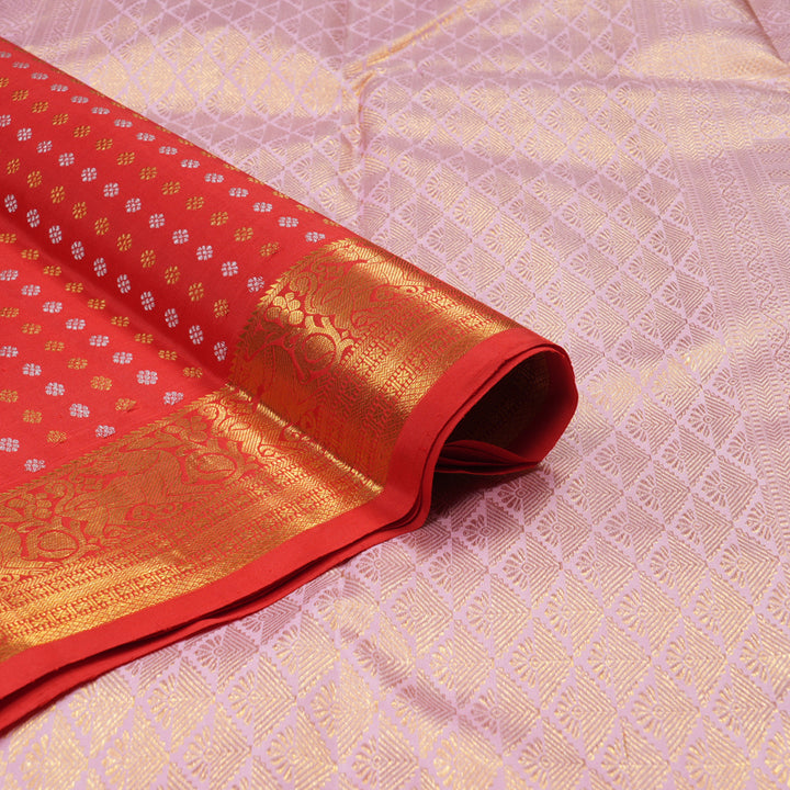 Hayagrivas Handloom Pure Kanjivaram Silk Saree In Stunning Red KBE286E10-1