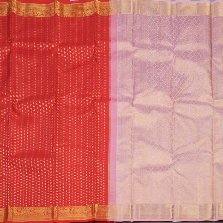 Hayagrivas Handloom Pure Kanjivaram Silk Saree In Stunning Red KBE286E10-1