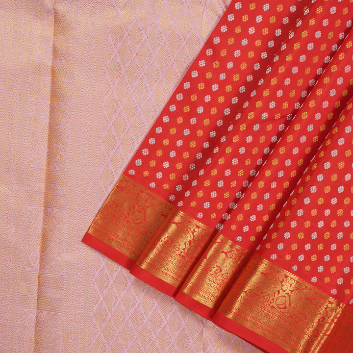 Hayagrivas Handloom Pure Kanjivaram Silk Saree In Stunning Red KBE286E10-1
