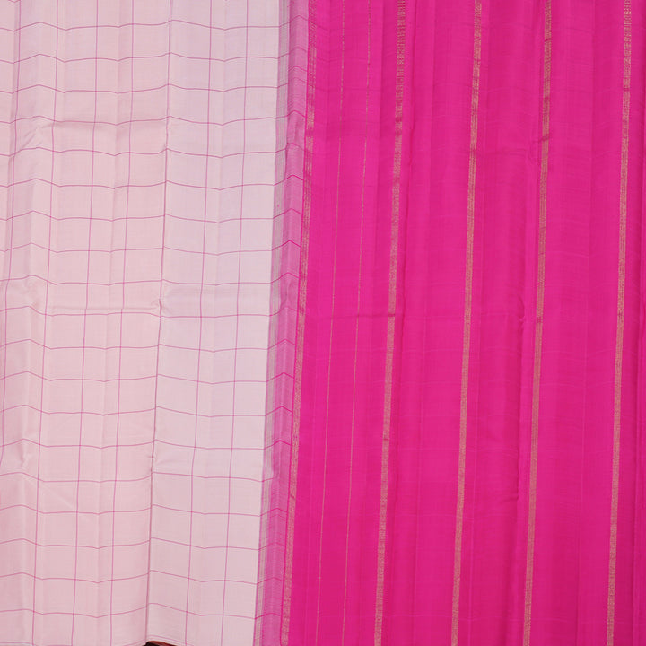 Hayagrivas Handloom Kanjivaram silk saree in Baby pink KBE286E12-1