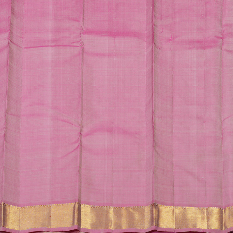 Hayagrivas Handloom Kanjivaram silk saree in Half white with baby pink contrast KBE286E19-2