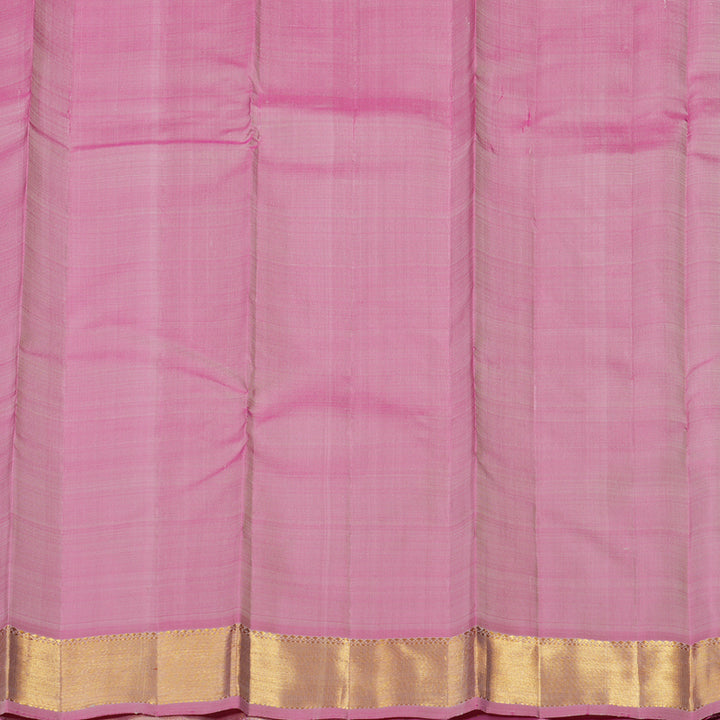 Hayagrivas Handloom Kanjivaram silk saree in Half white with baby pink contrast KBE286E19-2