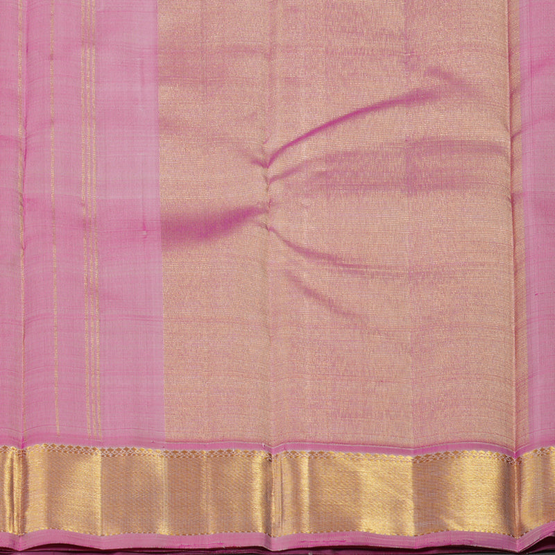 Hayagrivas Handloom Kanjivaram silk saree in Half white with baby pink contrast KBE286E19-2