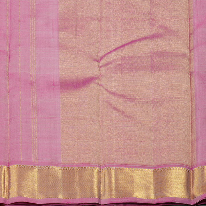 Hayagrivas Handloom Kanjivaram silk saree in Half white with baby pink contrast KBE286E19-2