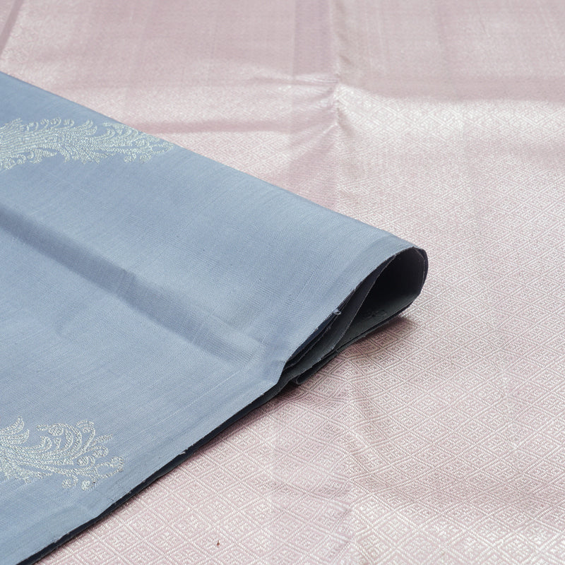 Hayagrivas Handloom Pure Kanjivaram Silk Saree in Lavish Silver Grey KBE286E7-1