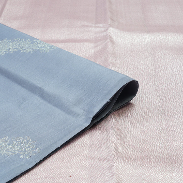 Hayagrivas Handloom Pure Kanjivaram Silk Saree in Lavish Silver Grey KBE286E7-1
