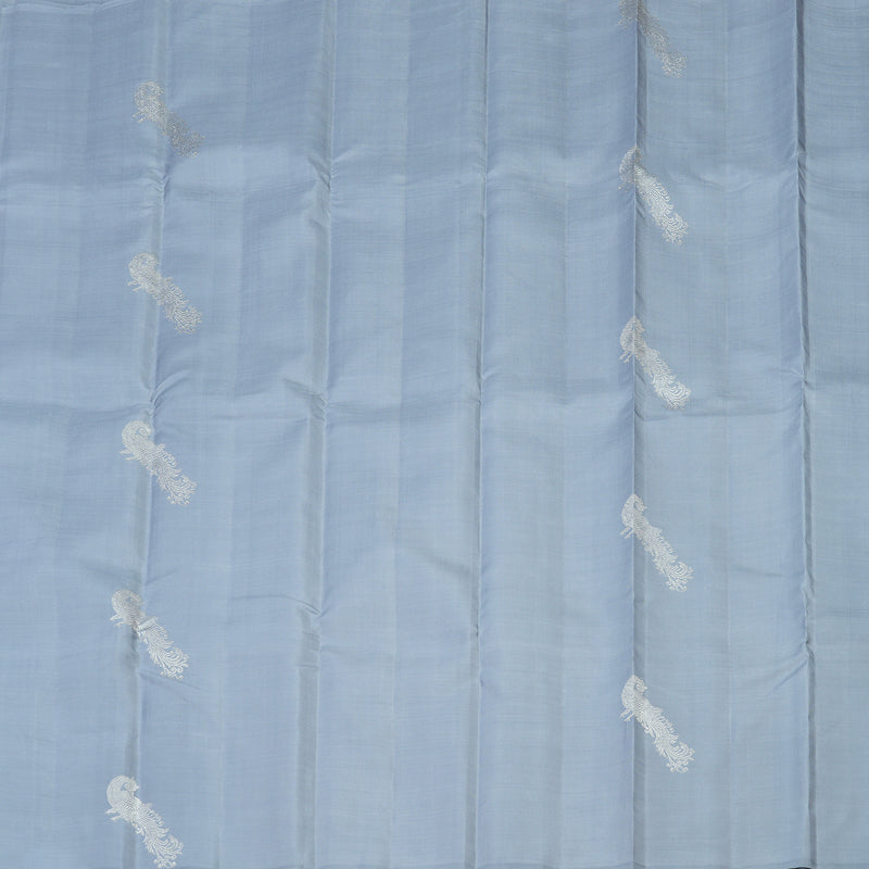 Hayagrivas Handloom Pure Kanjivaram Silk Saree in Lavish Silver Grey KBE286E7-1