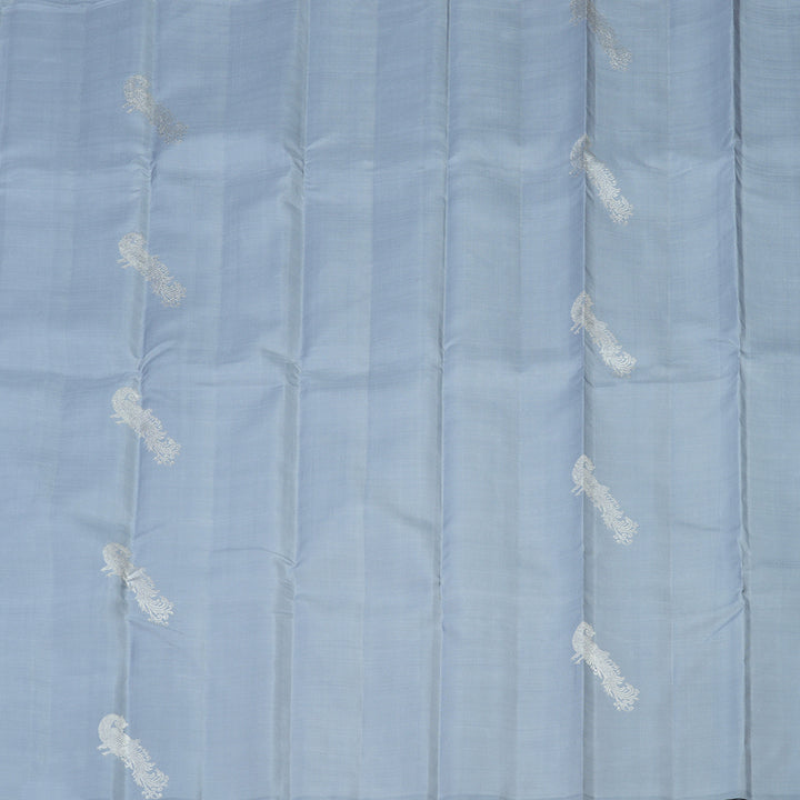 Hayagrivas Handloom Pure Kanjivaram Silk Saree in Lavish Silver Grey KBE286E7-1
