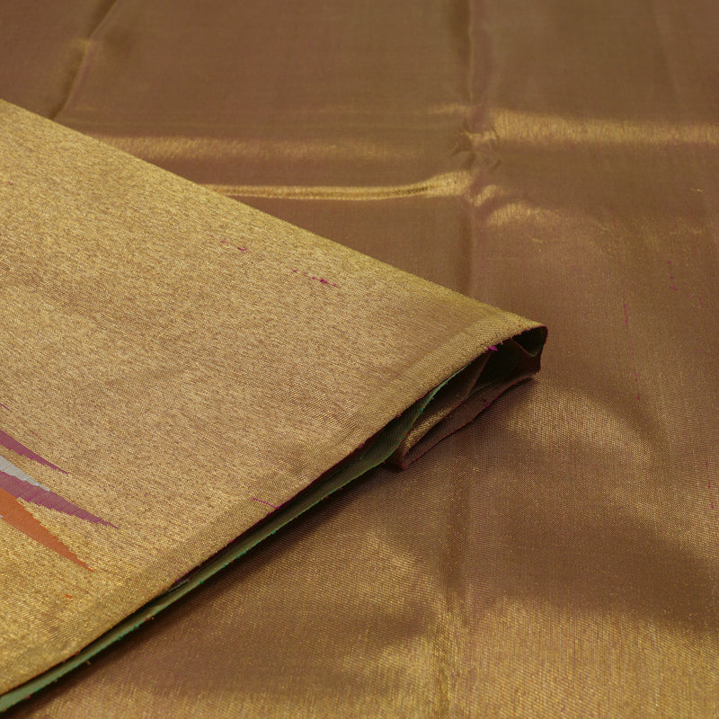 Hayagrivas Handloom Sandal Beige Kanjivaram Silk Saree with Temple Border KBE288E3-1