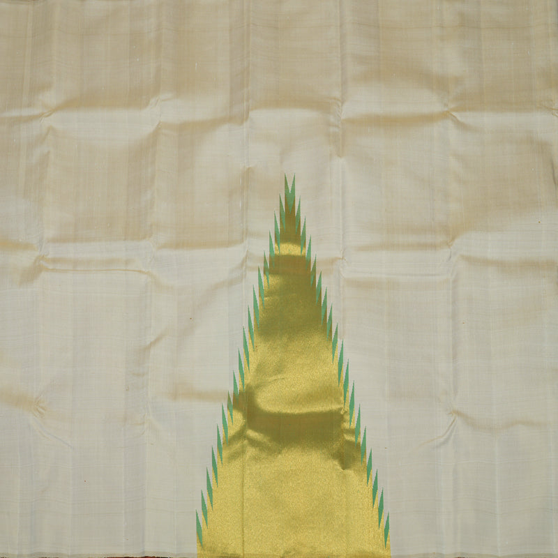 Hayagrivas Handloom Sandal Beige Kanjivaram Silk Saree with Temple Border KBE288E3-1