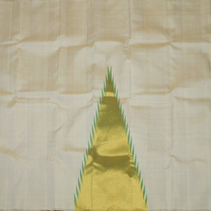 Hayagrivas Handloom Sandal Beige Kanjivaram Silk Saree with Temple Border KBE288E3-1