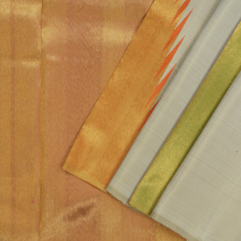 Hayagrivas Handloom Sandal Beige Kanjivaram Silk Saree with Temple Border KBE288E3-1