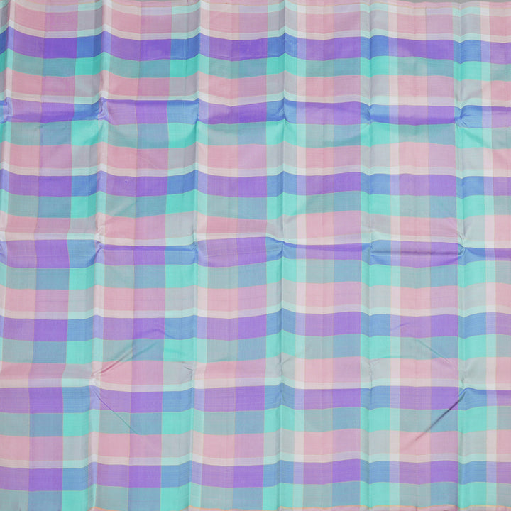 Hayagrivas Handloom Pure Kanjivaram Silk Saree Dreamlike Multi Colour Checks KBE289E1-1