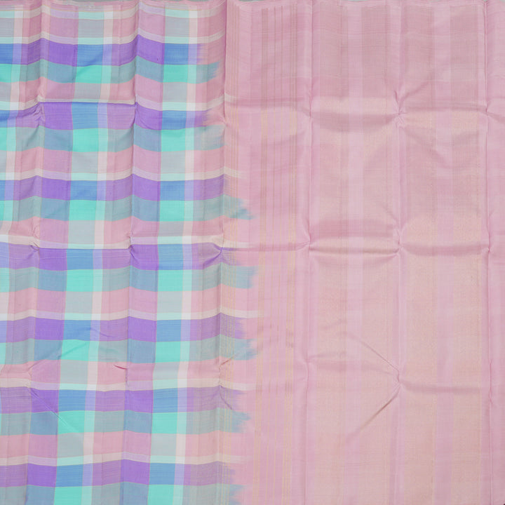 Hayagrivas Handloom Pure Kanjivaram Silk Saree Dreamlike Multi Colour Checks KBE289E1-1