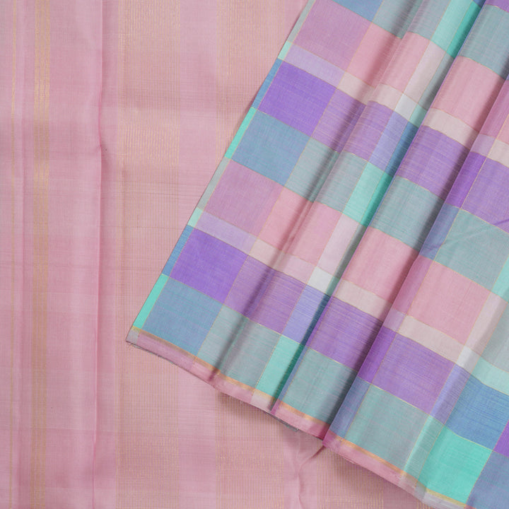 Hayagrivas Handloom Pure Kanjivaram Silk Saree Dreamlike Multi Colour Checks KBE289E1-1