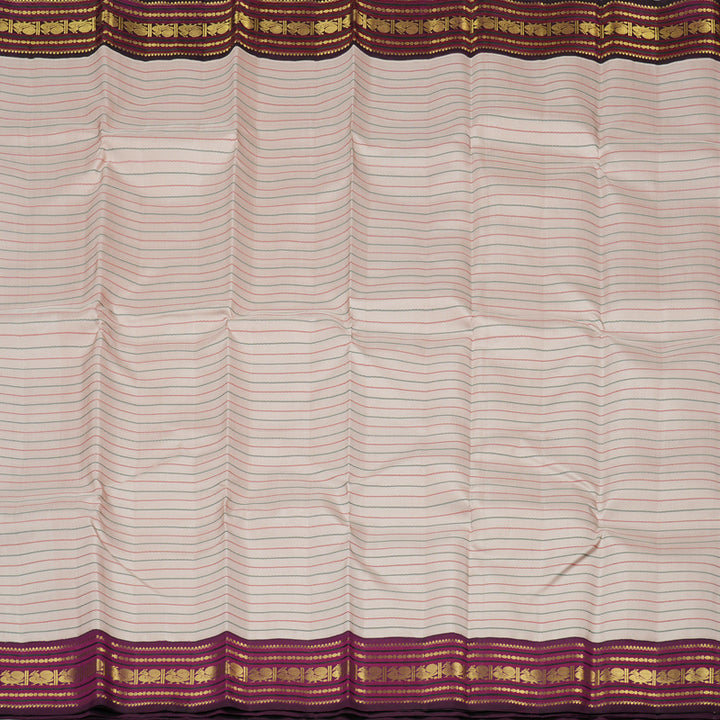 Hayagrivas Light Baby Pink Handloom Kanjivaram Silk Saree with Dark Purple Border KBE28D2-1