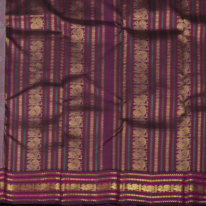 Hayagrivas Light Baby Pink Handloom Kanjivaram Silk Saree with Dark Purple Border KBE28D2-1