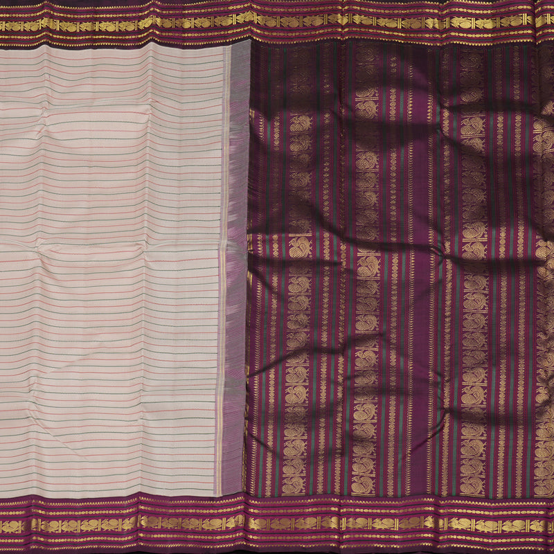 Hayagrivas Light Baby Pink Handloom Kanjivaram Silk Saree with Dark Purple Border KBE28D2-1
