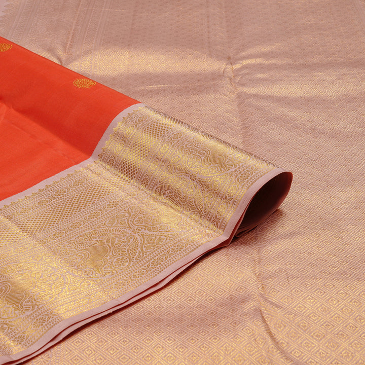 Hayagrivas Red Handloom Kanjivaram Silk Saree with Baby Pink Border KBE28D4-2