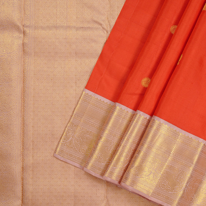 Hayagrivas Red Handloom Kanjivaram Silk Saree with Baby Pink Border KBE28D4-2
