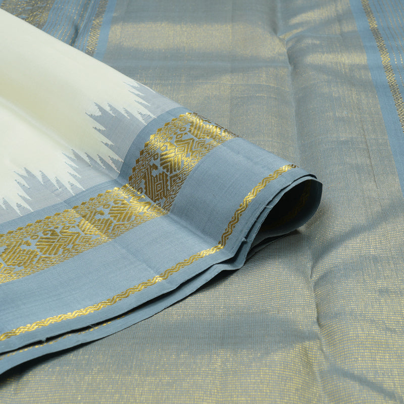 Hayagrivas Handloom Pure Kanjivaram Silk Saree in Tranquil White KBE290E1-1