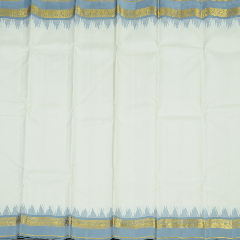 Hayagrivas Handloom Pure Kanjivaram Silk Saree in Tranquil White KBE290E1-1