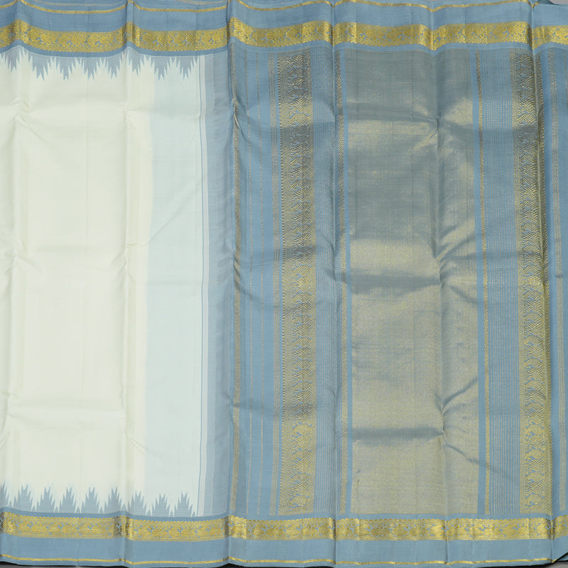 Hayagrivas Handloom Pure Kanjivaram Silk Saree in Tranquil White KBE290E1-1