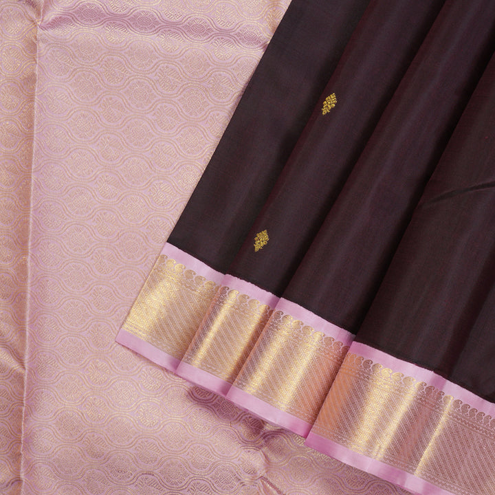 Hayagrivas Handloom kanjivaram silk saree in Dark brown KBE290E3-1