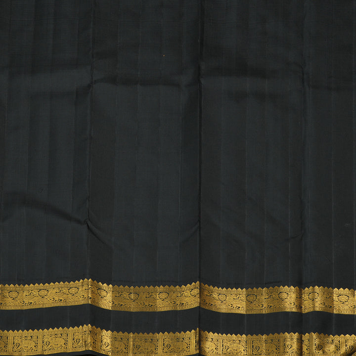 Hayagrivas Lemon Yellow Handloom Kanjivaram Silk Saree with Black Border KBE292E2-1
