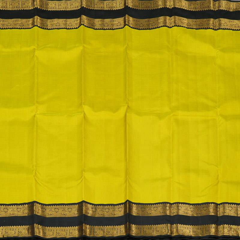 Hayagrivas Lemon Yellow Handloom Kanjivaram Silk Saree with Black Border KBE292E2-1
