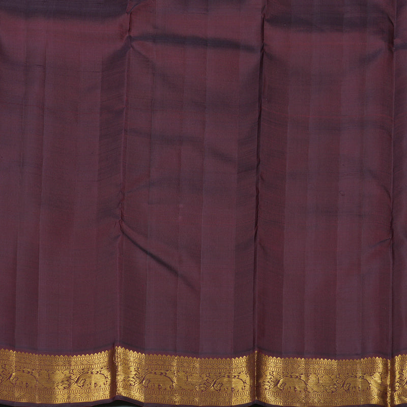 Hayagrivas Mustard Handloom Kanjivaram Silk Saree with Dark Purple Border KBE292E3-2