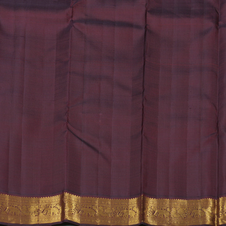 Hayagrivas Mustard Handloom Kanjivaram Silk Saree with Dark Purple Border KBE292E3-2