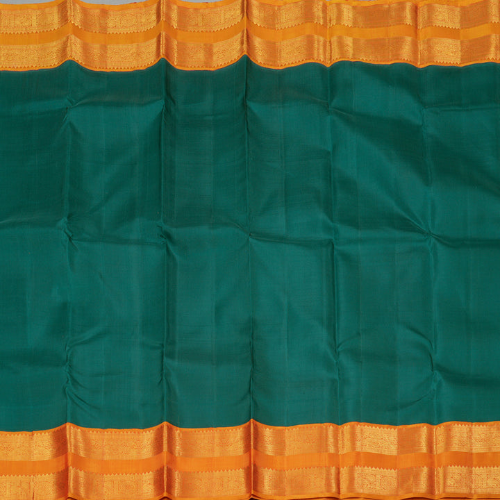 Hayagrivas Teal Green Handloom Kanjivaram Silk Saree with Honey Yellow Border KBE293E1-1