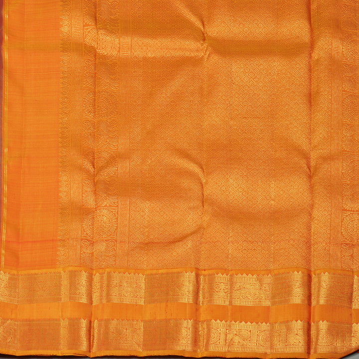 Hayagrivas Teal Green Handloom Kanjivaram Silk Saree with Honey Yellow Border KBE293E1-1