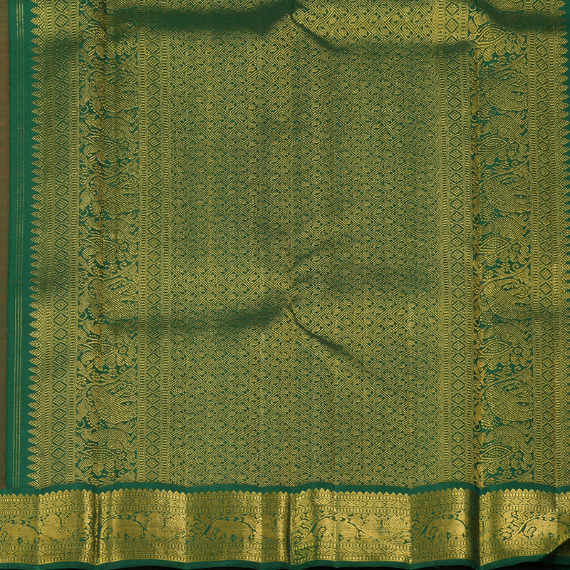 Hayagrivas Reddish Pink Handloom Kanjivaram Silk Saree with Bottle Green Border KBE293E2-1