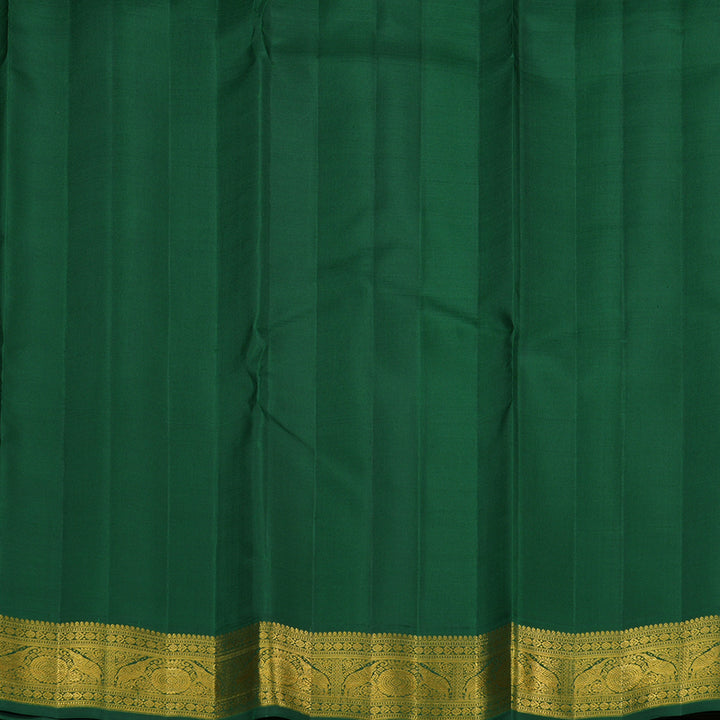 Hayagrivas Honey Yellow Handloom Kanjivaram Silk Saree with Bottle Green Border KBE293E2-2
