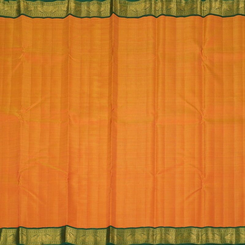 Hayagrivas Honey Yellow Handloom Kanjivaram Silk Saree with Bottle Green Border KBE293E2-2