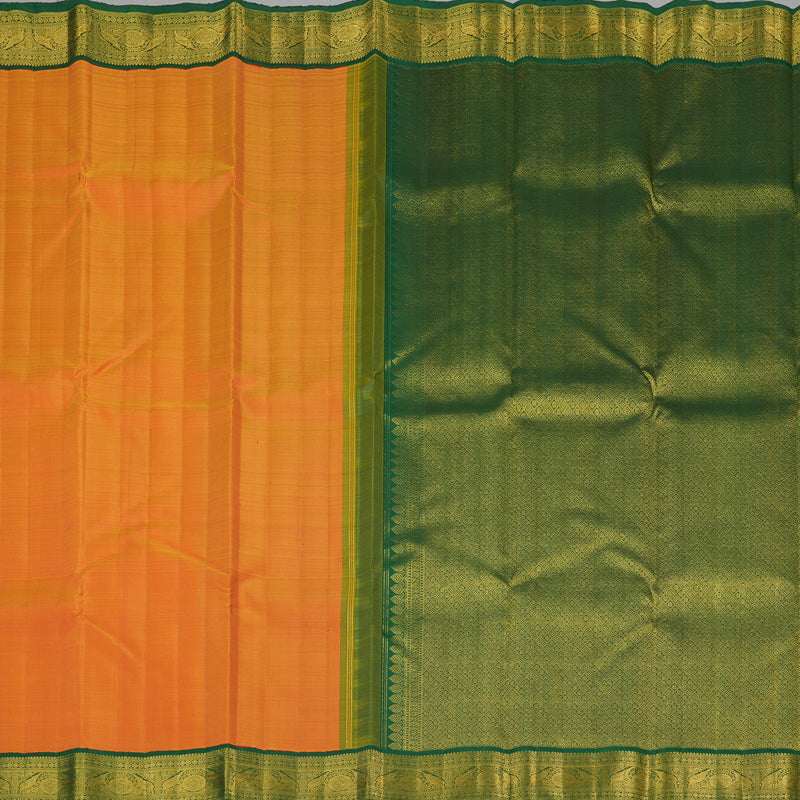 Hayagrivas Honey Yellow Handloom Kanjivaram Silk Saree with Bottle Green Border KBE293E2-2
